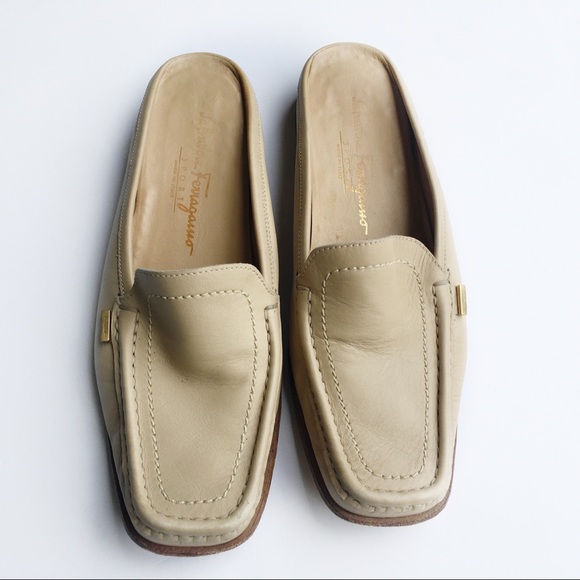 Salvatore Ferragamo Shoes - Salvatore Ferragamo | Tan Slip On mules | 9.5